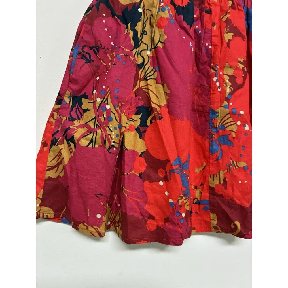 Criss Cross Bold Artsy Abstract Summer Floral Cotton Mini Skirt Size M